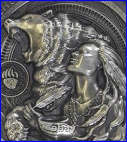 2022 Oglala Lakota Sioux Nation $1 1oz Silver Antiqued Coin Bear Spirit 2022 Oglala Lakota Sioux Nation $1 1oz Silver Antiqued Coin Bear Spirit