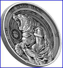 2022 Oglala Lakota Sioux Nation $1 1oz Silver Antiqued Coin Bear Spirit 2022 Oglala Lakota Sioux Nation $1 1oz Silver Antiqued Coin Bear Spirit
