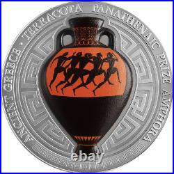 2022 PANATHENAIC PRIZE AMPHORA 2 Oz Antiqued Silver Coin With Ceramic Insert