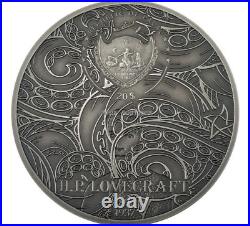 2022 Palau 3 oz Silver Antique Howard Phillips Lovecraft Cthulhu