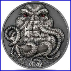 2022 Palau 3 oz Silver Lovecraft Cthulhu Coin. 999 Fine (withBox & COA)