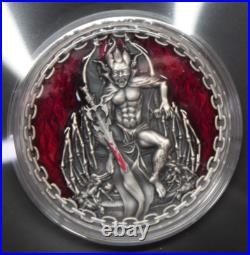 2022 Republic of Cameroon Mephistopheles 2oz Antique Silver Coin OGP 045GRA