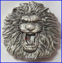 2022 SILVER NIUE $5 ANTIQUED LION HEAD FIERCE NATURE 2oz 999 FINE COIN