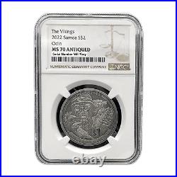 2022 Samoa Vikings Odin Antiqued 1/2 oz Silver Coin NGC MS70