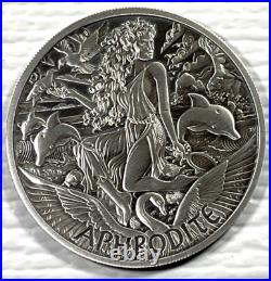 2022 Tuvalu 1 oz Silver Antiqued Gods of Olympus Aphrodite In Capsule Perth Mint
