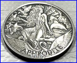 2022 Tuvalu 1 oz Silver Antiqued Gods of Olympus Aphrodite In Capsule Perth Mint