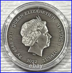 2022 Tuvalu 1 oz Silver Antiqued Gods of Olympus Aphrodite In Capsule Perth Mint