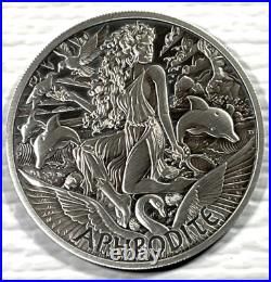 2022 Tuvalu 1 oz Silver Antiqued Gods of Olympus Aphrodite In Capsule Perth Mint