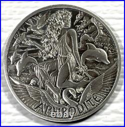 2022 Tuvalu 1 oz Silver Antiqued Gods of Olympus Aphrodite In Capsule Perth Mint