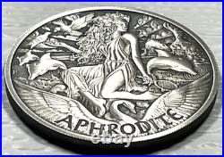 2022 Tuvalu 1 oz Silver Antiqued Gods of Olympus Aphrodite In Capsule Perth Mint