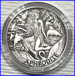 2022 Tuvalu 1 oz Silver Antiqued Gods of Olympus Aphrodite In Capsule Perth Mint
