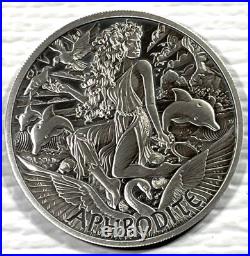 2022 Tuvalu 1 oz Silver Antiqued Gods of Olympus Aphrodite In Capsule Perth Mint