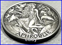2022 Tuvalu 1 oz Silver Antiqued Gods of Olympus Aphrodite In Capsule Perth Mint