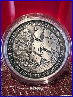 2022 Tuvalu Black Flag The Rising Sun Antiqued 1 oz silver Coin only 1.5k made