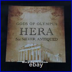 2022 Tuvalu Silver Gods of Olympus Hera 5oz Antiqued in Mint Capsule 50 Mintage