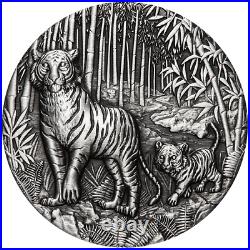 2022 Year of the Tiger 2oz. 9999 Silver Antiqued Coin Lunar Series III