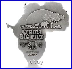 2022 chad 1 oz silver big five africa shaped high releif silver coin
