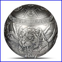 2023 1 Kilo Antique Republic of Djibouti Silver The Lightning Leopard Sphere