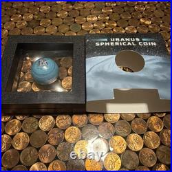 2023 1 oz $5 Barbados Uranus Antiqued Silver Spherical Coin