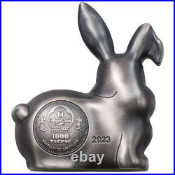 2023 1 oz Silver Lunar Year of The Rabbit Shaped Coin Mongolia. 999 Fine