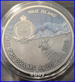2023 $2 Niue Loggerhead Sea Turtle Lifelong Journey 2 oz Antique Silver in OGP 2023 $2 Niue Loggerhead Sea Turtle Lifelong Journey 2 oz Antique Silver in OGP