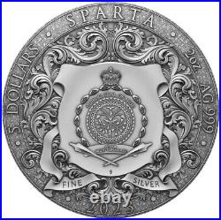 2023 2 Oz Silver $5 Niue SPARTA Antique Finish Gilded Coin