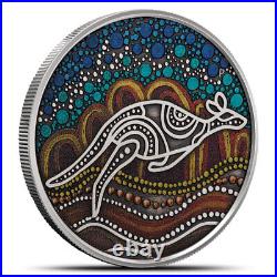 2023 2 oz Antique Colorized Australian Silver Kangaroo Yongka Coin (Box, CoA)