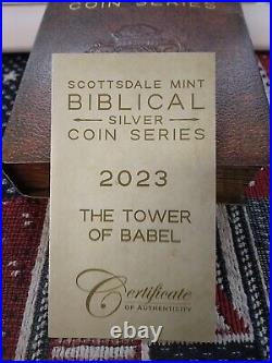 2023 2 oz Silver Coin Biblical Series (THE TOWER OF BABEL) ANTIQUED. 999 LOT#392