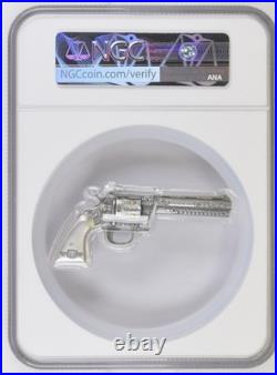 2023 2oz Chad S10KF Revolver High Relief Gilt MS70 Antiqued 1641 of 5000