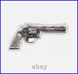 2023 2oz Chad S10KF Revolver High Relief Gilt MS70 Antiqued 1641 of 5000