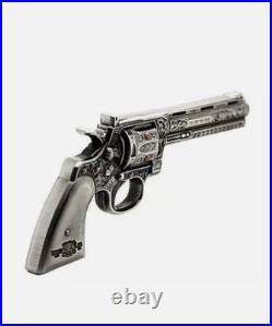 2023 2oz Chad S10KF Revolver High Relief Gilt MS70 Antiqued 1641 of 5000