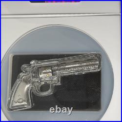 2023 2oz Chad S10KF Revolver High Relief Gilt MS70 Antiqued 4165/5000