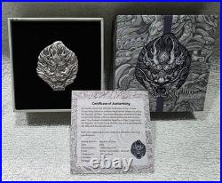 2023 2oz Silver Chad 10000 Francs Nine Sons Dragon King Coin Antiqued Box COA 2023 2oz Silver Chad 10000 Francs Nine Sons Dragon King Coin Antiqued Box COA