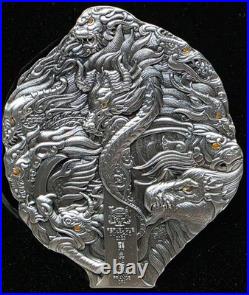 2023 2oz Silver Chad 10000 Francs Nine Sons Dragon King Coin Antiqued Box COA 2023 2oz Silver Chad 10000 Francs Nine Sons Dragon King Coin Antiqued Box COA