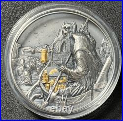 2023 3 Oz. 9999 Silver Charon Ferryman of the Dead Antiqued Gold Gilded Coin