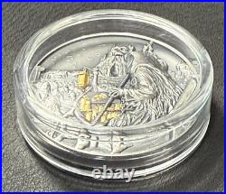 2023 3 Oz. 9999 Silver Charon Ferryman of the Dead Antiqued Gold Gilded Coin