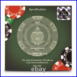 2023 3 oz Antique Niue Silver Spinning Roulette Wheel Coin (Box + CoA)