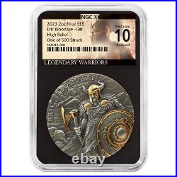 2023 $5 Niue Eric Bloodaxe 2 oz High Relief Silver Antiqued and Gold Gilded NGCX