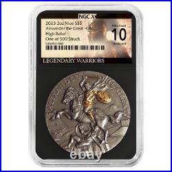 2023 Alexander the Great 2 oz High Relief Silver Antiqued & Gold Gilded N
