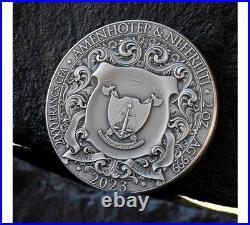 2023 Amenhotep and Nefertiti 2 oz 0.999 Silver Coin Selectivity Gilded Cameroon