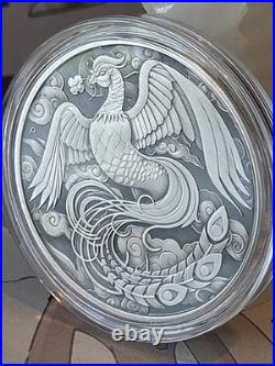 2023 Australia 1oz Silver Phoenix Antiqued. 9999 QEII Memorial 1952-2022