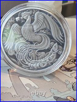 2023 Australia 1oz Silver Phoenix Antiqued. 9999 QEII Memorial 1952-2022