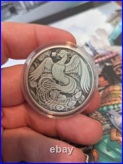 2023 Australia 1oz Silver Phoenix Antiqued. 9999 QEII Memorial 1952-2022