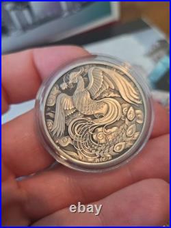 2023 Australia 1oz Silver Phoenix Antiqued. 9999 QEII Memorial 1952-2022