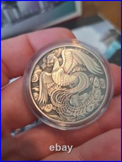 2023 Australia 1oz Silver Phoenix Antiqued. 9999 QEII Memorial 1952-2022