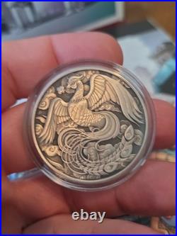 2023 Australia 1oz Silver Phoenix Antiqued. 9999 QEII Memorial 1952-2022
