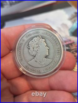 2023 Australia 1oz Silver Phoenix Antiqued. 9999 QEII Memorial 1952-2022