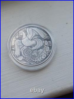 2023 Australia 1oz Silver Phoenix Antiqued. 9999 QEII Memorial 1952-2022