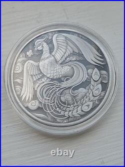 2023 Australia 1oz Silver Phoenix Antiqued. 9999 QEII Memorial 1952-2022