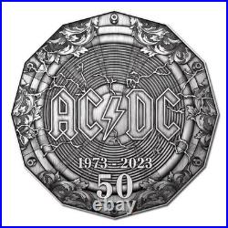 2023 Australia AC/DC 50th Ann. Antiqued 18.24g Silver Coin NGC MS 70